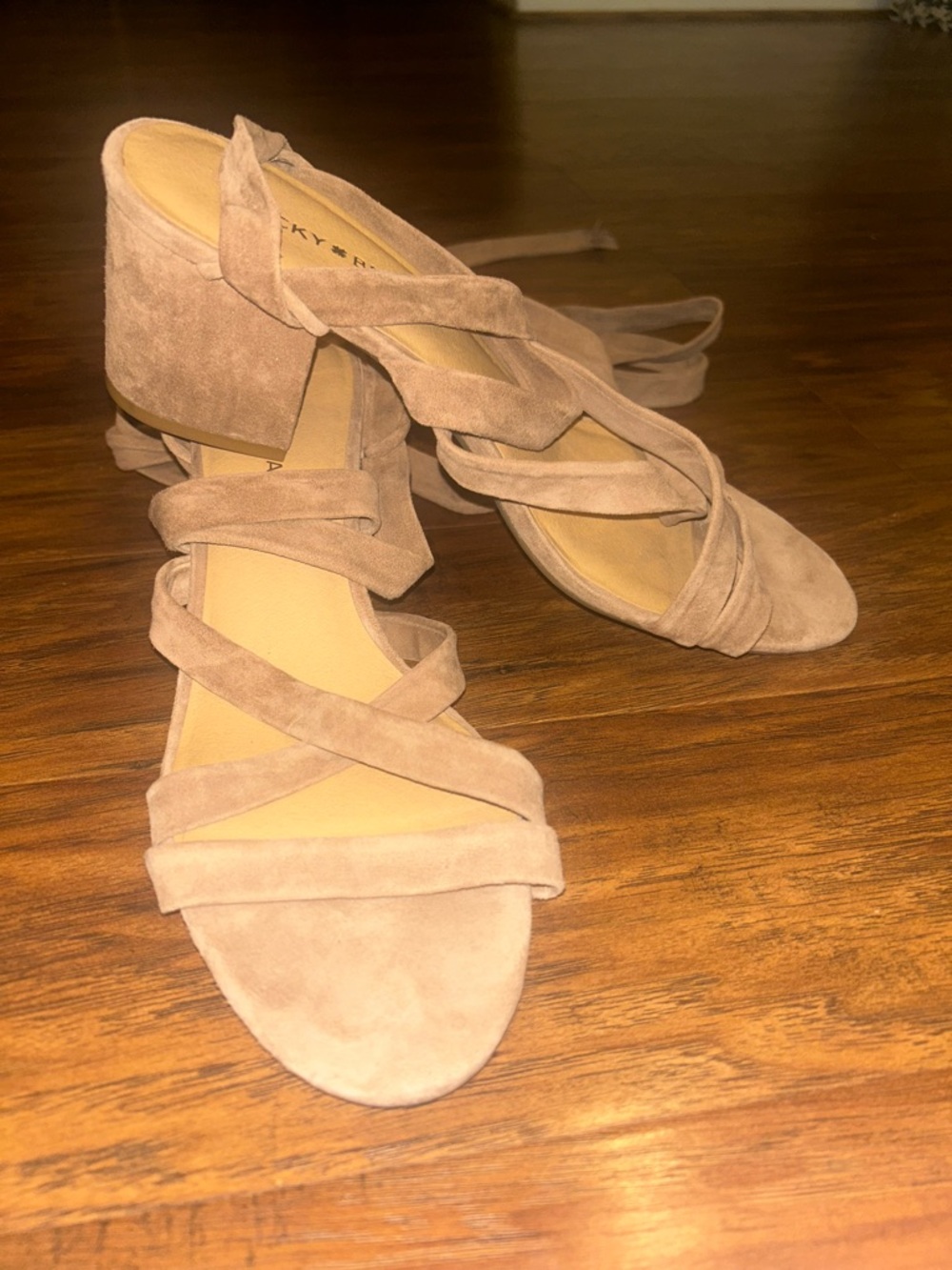 Lucky Brand Tan Suede Strappy Lace-Up Sandals - Perfect for spring! - Picture 3 of 4